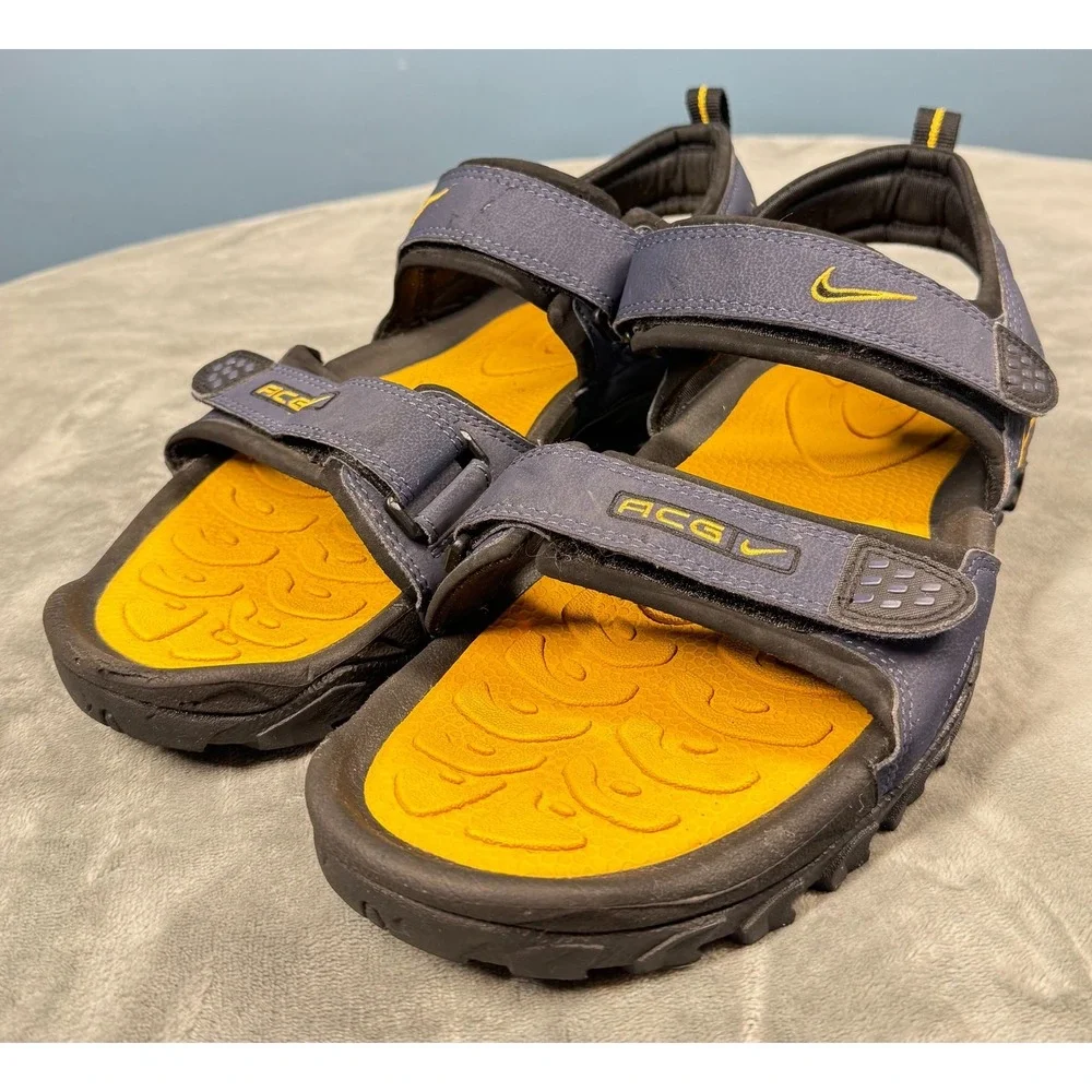 Nike ACG Sandals Mens 13 Gray Yellow Sport Hiking Strap Outdoor